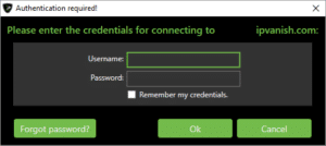 IPVanish Server Selected Credentials Check