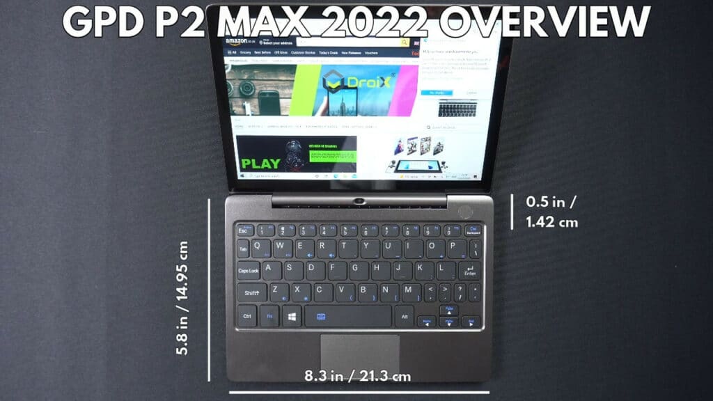 GPD P2 MAX 2022 Velikost