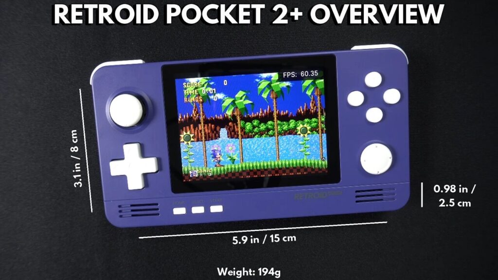 Retroid Pocket 2+ mål og forside