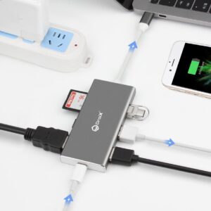 DroiX FX7 USB Typ-C Hub angeschlossen an ein Apple MacBook PRO