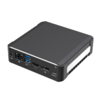 DroiX CK1 Mini PC Windows 10 NUC Up to Intel Core i7 Chipset, 512GB PCI-E NVMe SSD, 16GB DDR4 RAM - Showing right side with 1x Power Adapter Port ; RJ45 Ethernet Port ; 2x USB 3.0 Ports ; 1x HDMI Port ; 1x DVI Port and 1x USB Type-C on the back