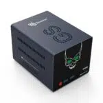 Beelink GS King X Android BOX with Nas   Showing from front at angle with Power Button 2x USB Type A 30 Ports and Micro SDTF Card Slot