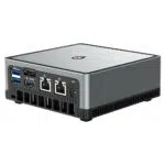 MinisForum UM250 AMD Mini PC - Showing rear I/O with 2x USB Type-A 3.0, 1x DP Port, 1x HDMI Port, and 2x RJ45 Ports for Ethernet along with Power Port