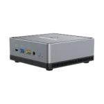 MINISFORUM DMAF5 AMD Mini PC with Ryzen 5 - Shown from right side at angle with Mic In, 2x USB Type-A Ports, 1x USB Type-C Port, 3.5mm Jack and Power Button