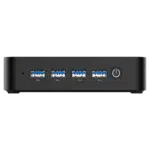 MINISFORUM GK50 Windows Mini PC   Showing from the front with Power Button and 4x USB Type A 30 Ports