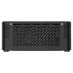 MinisForum EliteMini X500 Windows 10 Mini Computer - Shown from the front and right side