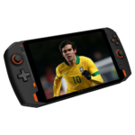 ONEXPLAYER 1S Gaming Handheld - Shown from the front playing FIFA