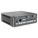 Proteus by DroiX Windows Mini PC - Shown from the rear with Display Port, HDMI Port, USB Type-C Port, 2x USB Type-A and RJ45 1GB/s Ethernet Port