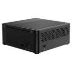 MinisForum EliteMini X400 Ryzen 5 PRO Mini Computer - Showing the device at an angle with Power Button, Vents, 3.5mm Headphone&Microphone Jack