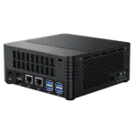 MinisForum EliteMini X400 Ryzen 5 PRO Mini Computer - Showing Rear I/O, including: 4x USB 3.0 Type-A, 2x RJ45 Ethernet Ports, HDMI Port, DP Port and Power Port