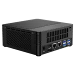 MinisForum EliteMini X400 Ryzen 5 PRO Mini Computer - Showing Rear I/O, including: 4x USB 3.0 Type-A, 2x RJ45 Ethernet Ports, HDMI Port, DP Port and Power Port