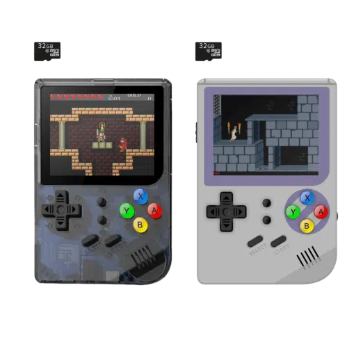 RG300 Grey and Transparent - Playing Price of Persia and Retro Game with 32GB MicroSD Card Included
