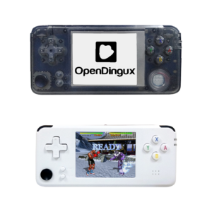 DroiX RS-97 Plus V2 Console portatile aperta di gioco retro Dingux - Trasparente e bianca