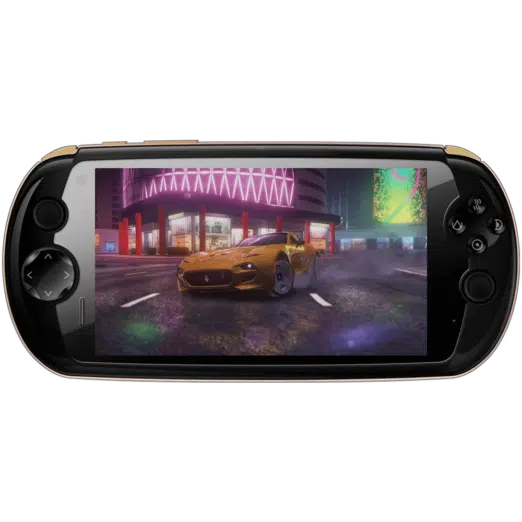 MOQi i7 Android Smartphone Handheld - Front view showing the game Asphalt 9 playing