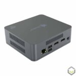 Beelink U55 Windows 10 Mini PC - Rear View showing CPU Vents, RJ45 Ethernet Port, two USB 2.0 Ports, two HDMI 1.4 Ports and Power Plug