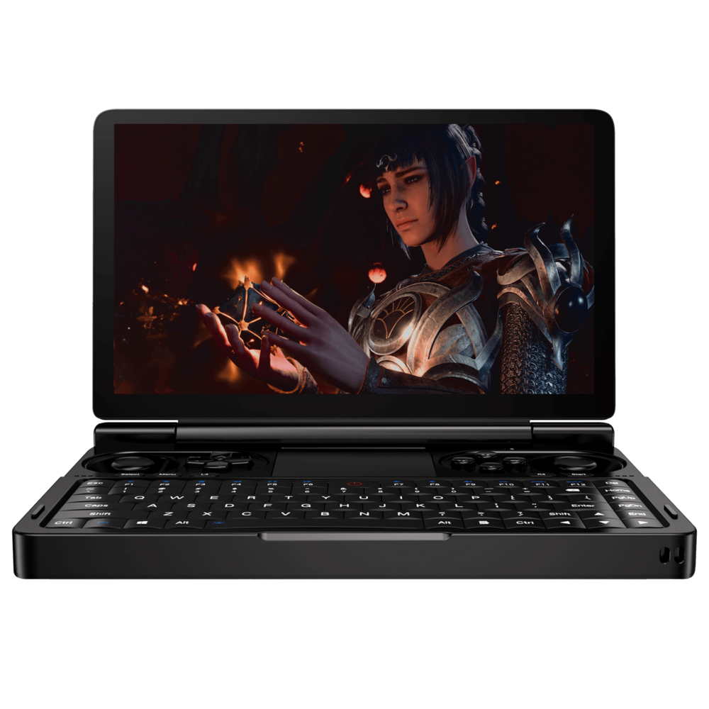 GPD WIN Mini front view, playing a game.