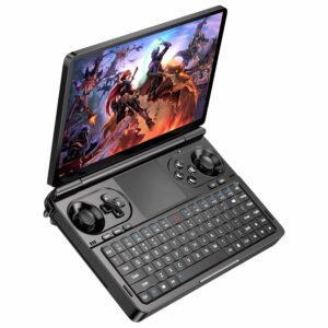 GPD WIN Mini side view, playing a game.