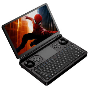 GPD WIN Mini Seitenansicht, ein Spiel spielend.