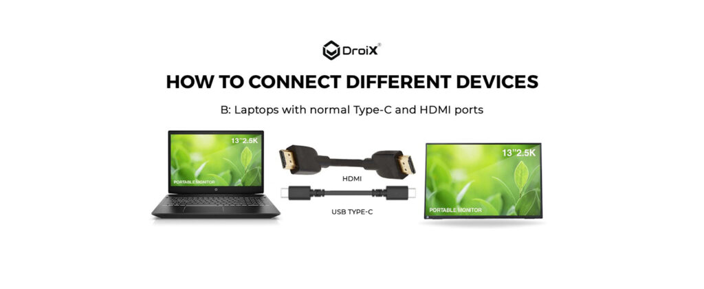 Harness the advanced capabilities of Thunderbolt 3 4 or USB 31 DP ALT MODE on your smartphone to seamlessly connect to the DroiX PM13 portable monitor for both video output and power delivery Utilize the Type C port with DP ALT MODE support on your smartphone for a streamlined experience with a single cable handling video transmission and power supply
