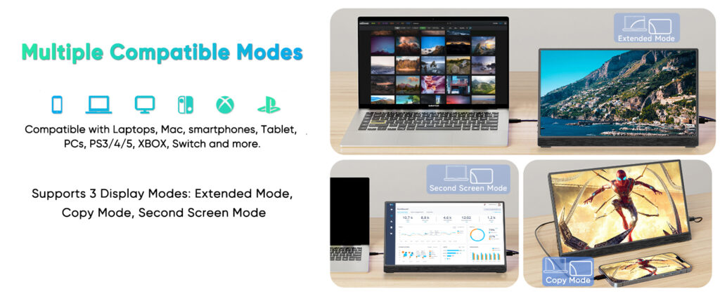 Image of DroiX Portable Monitor 14 inch 4K Ultra Thin compatible with laptops Mac smartphones tablets PCs PS345 Xbox and Switc