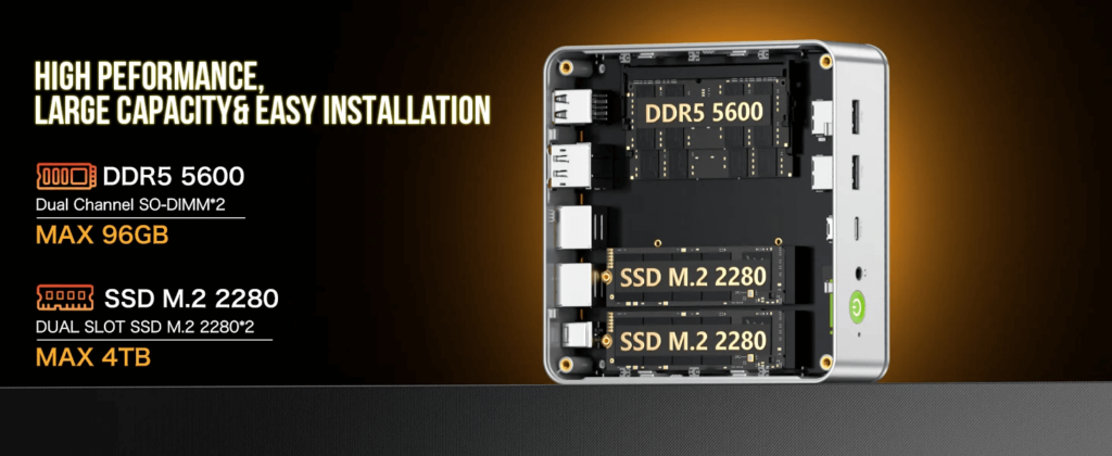 GMKtec NucBox K9 mini PC equipped with DDR5 memory for enhanced speed and efficiency in computing tasks