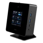 Front render of the Minisforum AtomMan X7 Ti showcasing its elegant and contemporary design The device is equipped with various ports including USB HDMI and Ethernet Engineered for high performance it features advanced cooling systems for efficient and quiet operation