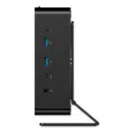 Side view of the sleek Minisforum AtomMan X7 Ti showcasing its slim profile and modern aesthetics The device includes multiple ports such as USB HDMI and Ethernet and is built for high performance with advanced cooling technology to ensure efficient and quiet operation