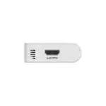 Side view of the compact Minisforum S100 PC stick highlighting its streamlined design and port setup USB32 Gen2 Type A HDMI USB32 Gen2 Type C and RJ45 25G Ethernet Powered by the Intel N100 processor it ensures efficient energy use quiet performance and supports PoE IEEE 8023at for enhanced power delivery