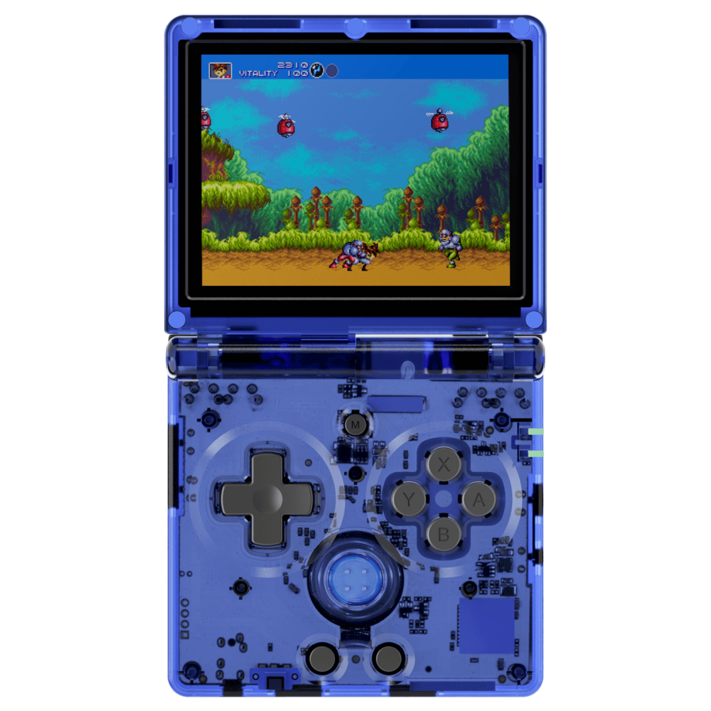 ANBERNIC RG35XXSP Jeu vidéo portable bleu transparent