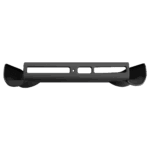 A back view of the black grip accessory for the AYANEO Pocket ACE against a white background The accessory features a central cutout with white striped vents and two rounded ergonomic grips on the left and right sides